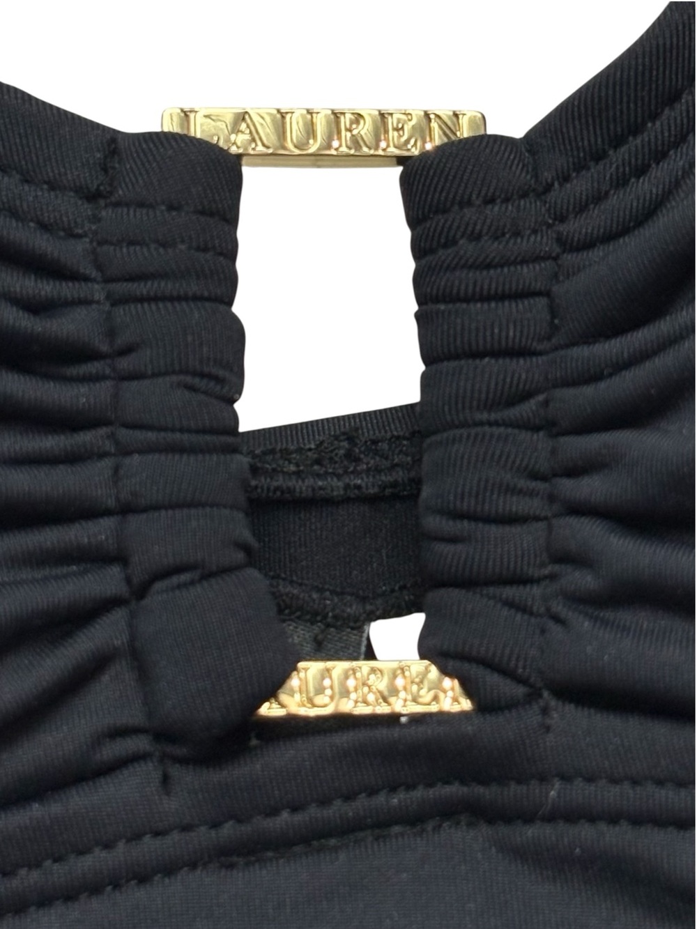 NWT Lauren Ralph Lauren Black Ring Front One Piece Swimsuit Size 4 - Picture 8 of 15